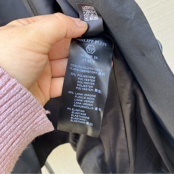 Philip Plein Couture Made in Italy crop sleeve black blazer size small - Picture 10 of 16